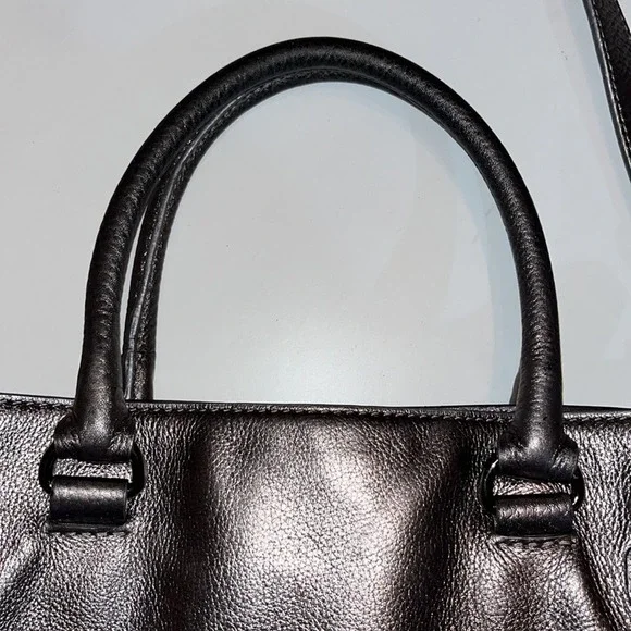 Michael Kors Leather Hamilton Jewel Tote Gunmetal Metallic Shoulder Bag Purse - Picture 5 of 11